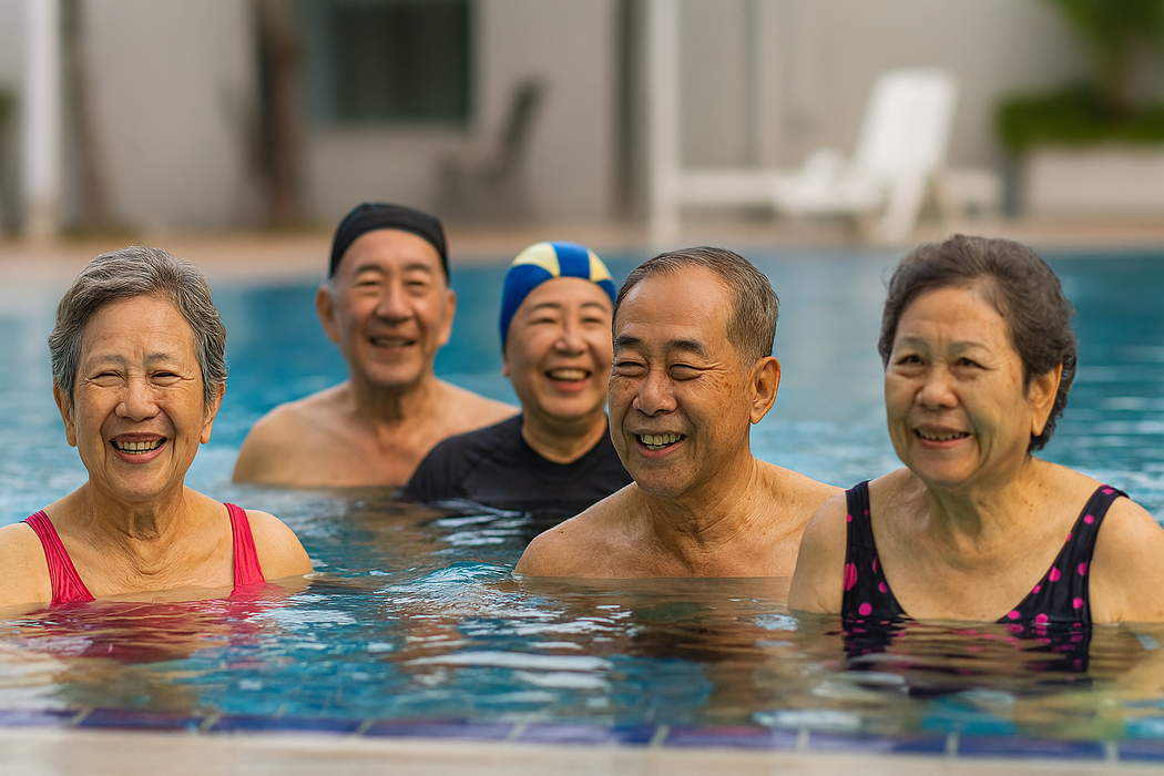 Happy Fish - Swimming classes for Adults (50 years old and above) - GROUP LESSONS - Heated Swimming Pools