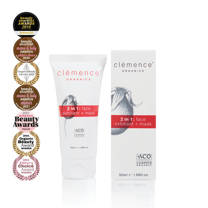 Clemence Organics 2 in 1 Face Exfoliant + Mask 50ml