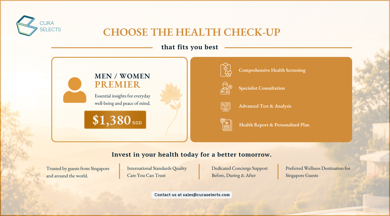 Cura Selects - Combined Health Screening and Wellness Retreat for Men - Premier Package