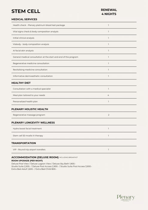 Plenary Longevity Wellness x Cura Selects - Stem Cell Retreat (5D 4N)